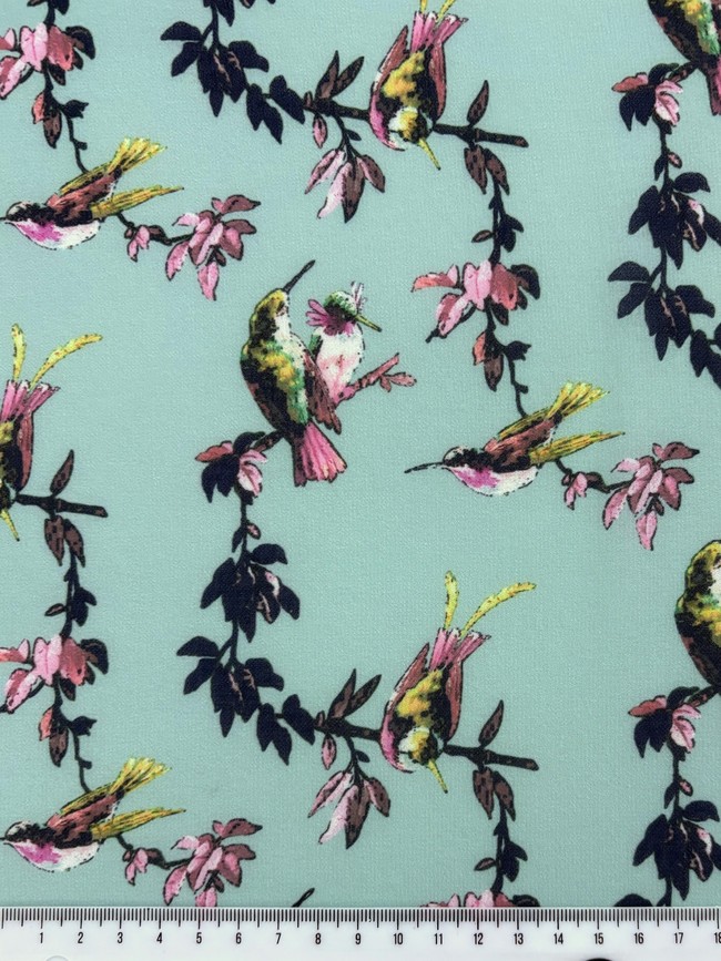 Hummingbird on Aqua Chiffon