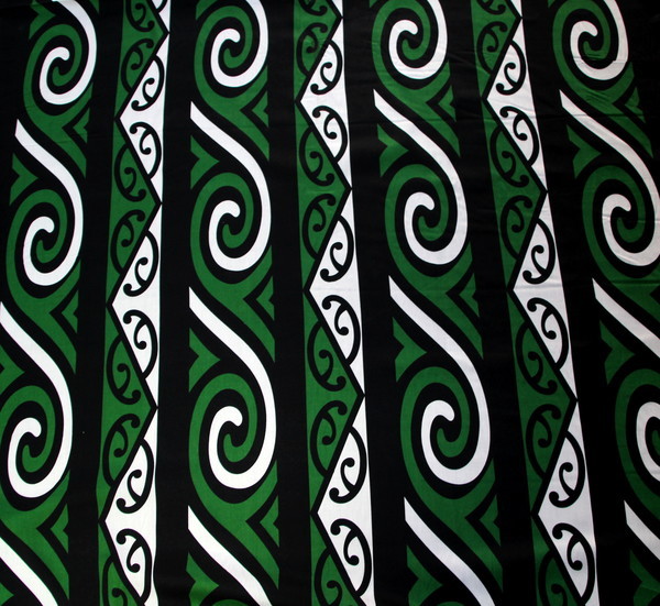 Koru Printed Rayon - Black & White on Green