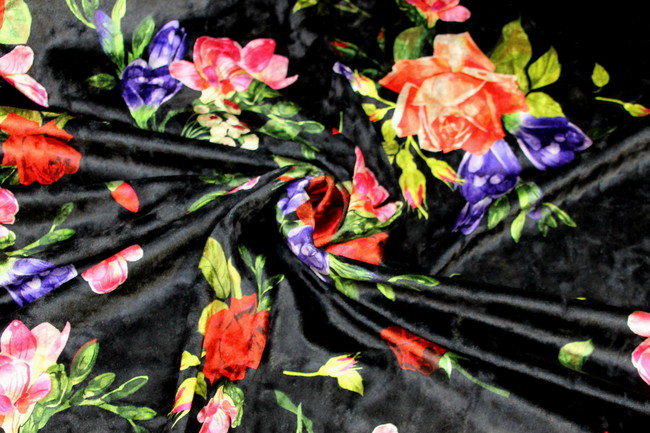 Floral Bloom Printed Stretch Velvet