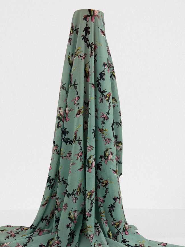 Hummingbird on Aqua Chiffon