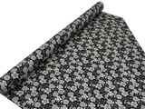 Grey Tones Japanese Blossoms on Black Premium Cotton