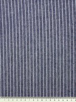 White Pinstripes on Denim Blue Linen Cotton Shirting