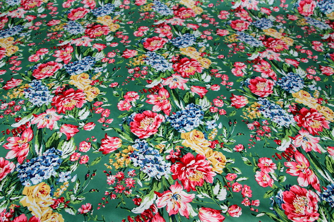 Pretty Floral on Soft Olive Stretch Cotton