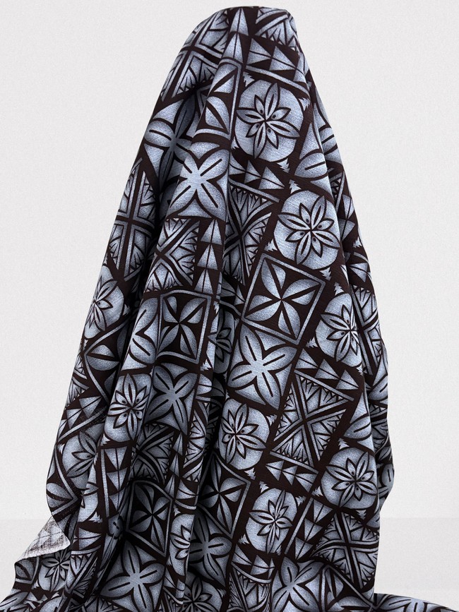 Greys on Black Pacific Island Cotton Dobby