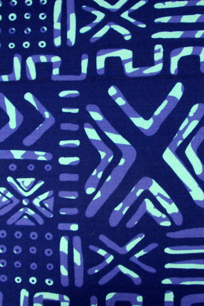 Blue, Purple & Aqua Pasifika Printed Dobby