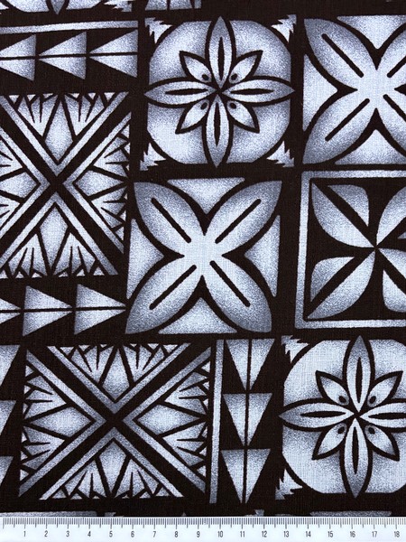 Greys on Black Pacific Island Cotton Dobby