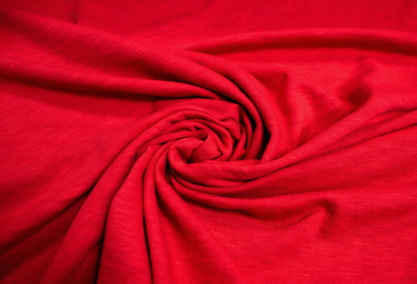 Red Textured Cotton/Linen Unbrushed Knit