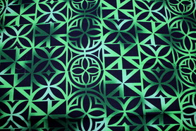 Green Tones & Navy Island Inspired Printed Dobby Cotton