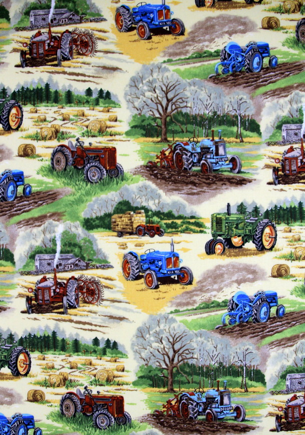 Country Farmers Tractors Premium Printed Cotton