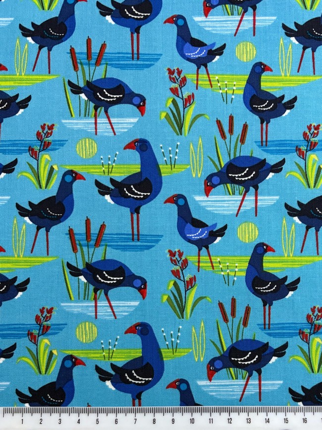Early Birds Pukeko Printed Kiwiana Cotton