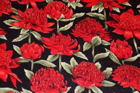 Fabulous Black/Red Floral Crinkled Chiffon