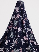 * SPECIAL * Pastel Nightshade Flowers on Navy Crinkle Rayon
