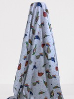 New Zealand Native Birds Kiwiana White Printed Cotton