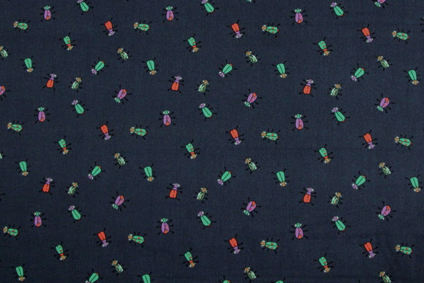 Bugs on Navy Printed Wide Cotton