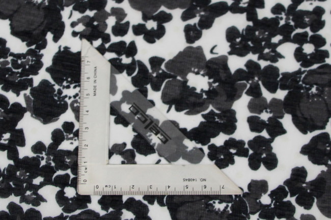 Black & White Floral Printed Cotton Voile