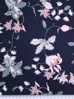 * SPECIAL * Pastel Nightshade Flowers on Navy Crinkle Rayon