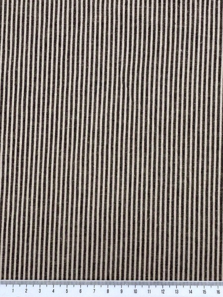 Black & Fawn Pinstriped Linen Cotton Shirting