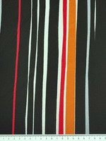 Slashes & Stripes on Black Light-Weight Polyester Crepe