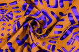 Purple Tones on Mustard Pasifika Printed Dobby