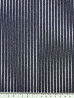 White Pinstripes on Navy Polished Linen Cotton Shirting