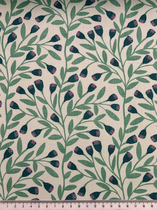 Seed Pod Botanical on Printed Cotton