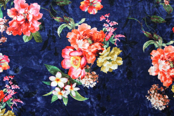 Spring Bloom Printed Stretch Velvet
