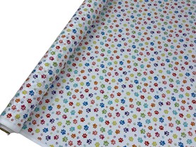 Paw Prints on White Printed Cotton