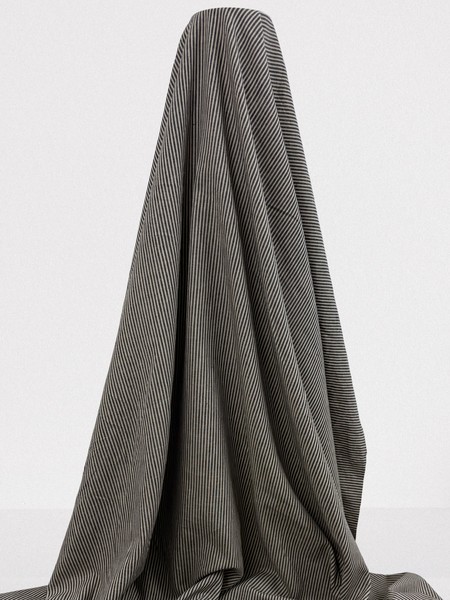 Black & Fawn Pinstriped Linen Cotton Shirting
