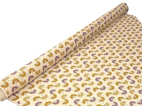 Mustard & Mauve Flowers on Biscuit Printed Bamboo Cotton Blend