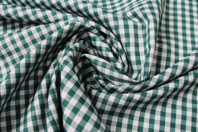 BULK DEAL! 10 metres for $20 - Dark Green & White Gingham Polyester