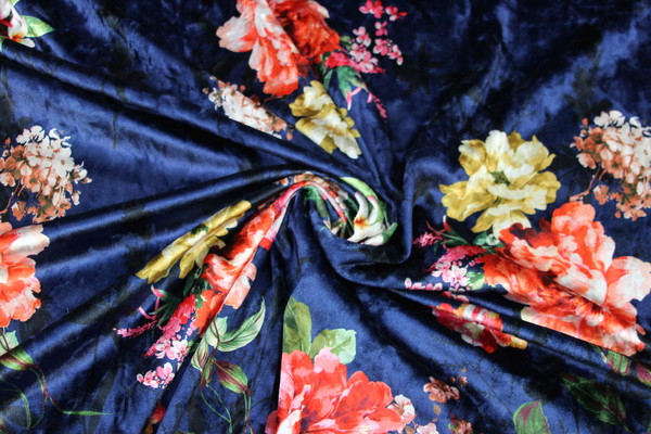 Spring Bloom Printed Stretch Velvet