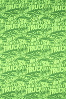Hot Wheels Monster Trucks Logo on Multi Green Premium Printed Cotton