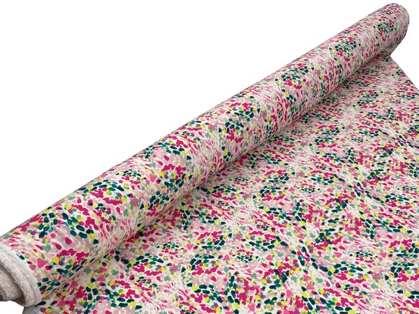 Pinks & Greens Paint Splodge Tufts Linen Cotton Blend