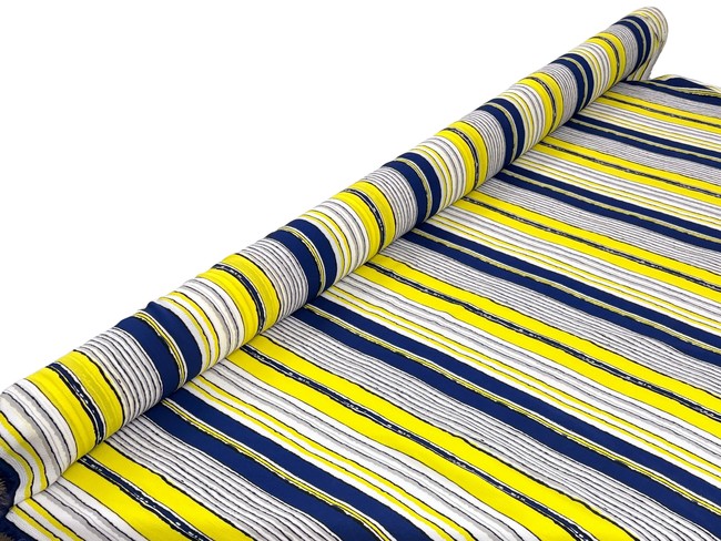 Navy, Yellow, White & Grey Light-weight Polyester Crepe