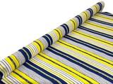 Navy, Yellow, White & Grey Light-weight Polyester Crepe
