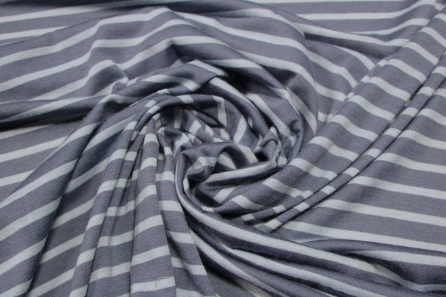 Powder Blue & Denim Blue Striped 100% Merino Knit