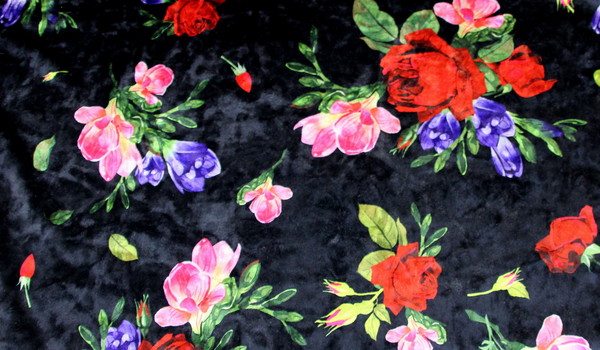 Floral Bloom Printed Stretch Velvet