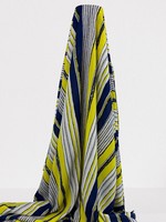 Navy, Yellow, White & Grey Light-weight Polyester Crepe