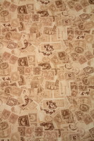 Tea Stained Vintage Stamps Cotton