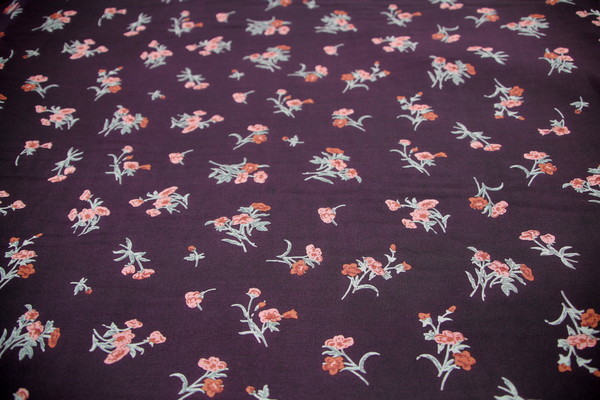 Vintage Floral on Deep Berry Chiffon