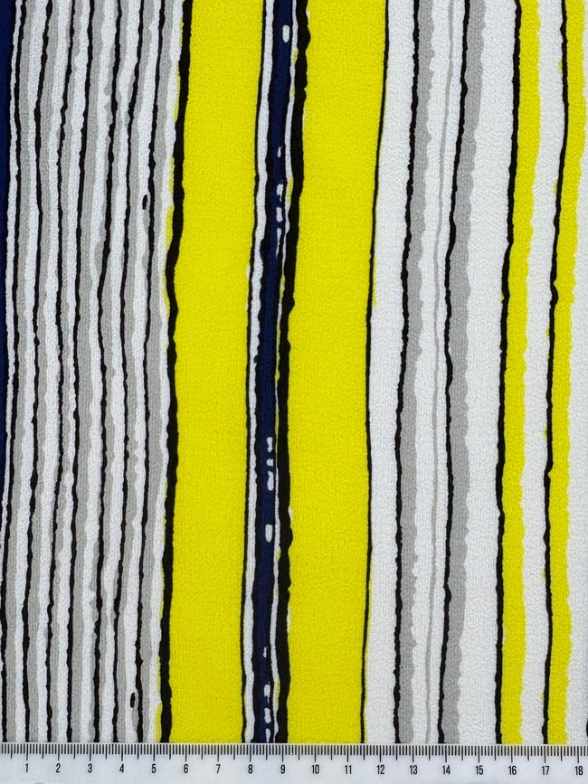 Navy, Yellow, White & Grey Light-weight Polyester Crepe
