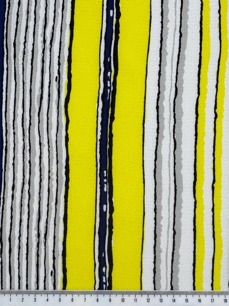 Navy, Yellow, White & Grey Light-weight Polyester Crepe